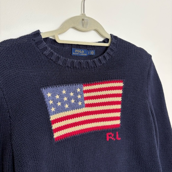 Polo Ralph Lauren Flag Cotton Crewneck Pullover Sweater - Picture 4 of 8